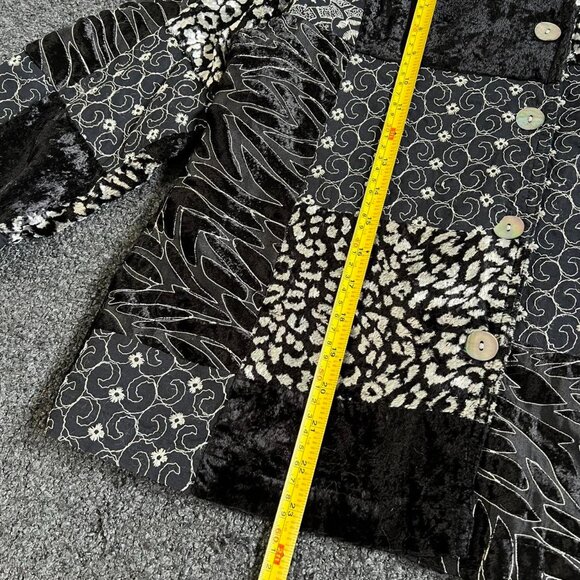 Funky Whimsygoth Vintage Velvet Embroidered Fabric Patchwork Light Jacket - Picture 6 of 7